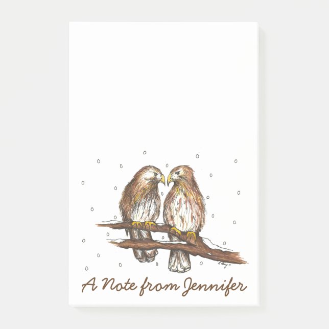 Personalisierter Red Tail Hawk Bird Lovebird Post Post-it Klebezettel (Vorderseite)