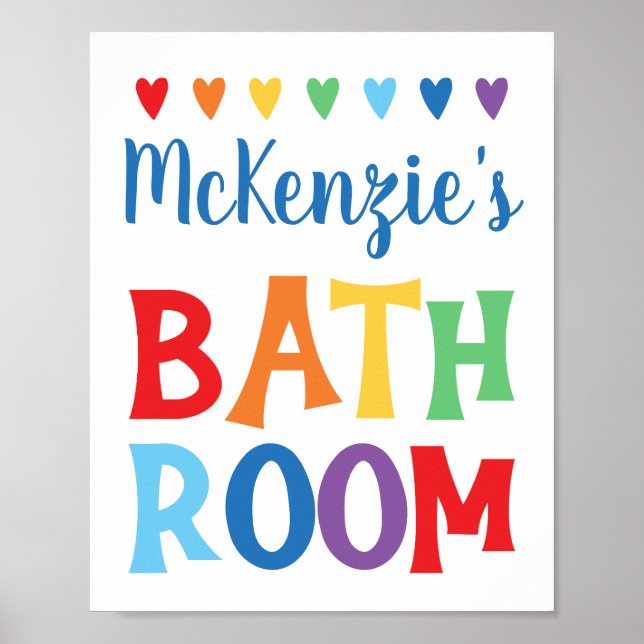 Personalisierter Regenbogen Badezimmer Wand Kunst (Vorne)