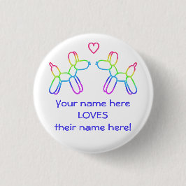 Personalisierter Regenbogen Ballon Hunde in Liebe  Button