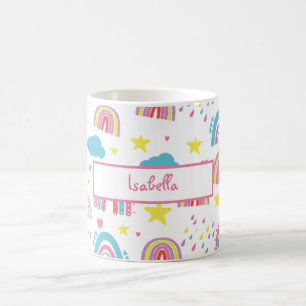 Personalisierter Regenbogen-Becher für Mädchen mit Kaffeetasse