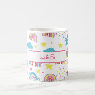 Personalisierter Regenbogen-Becher für Mädchen mit Kaffeetasse