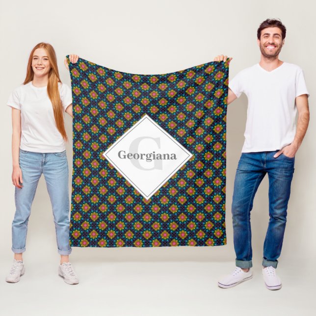 Personalisierter Regenbogen Blumenstrauß Fossilien Fleecedecke (Beispiel)