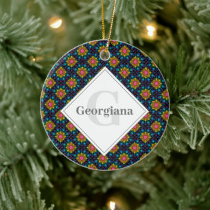 Personalisierter Regenbogen Blumenstrauß Fossilien Keramik Ornament