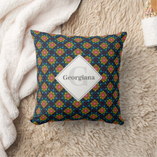 Personalisierter Regenbogen Blumenstrauß Fossilien Kissen