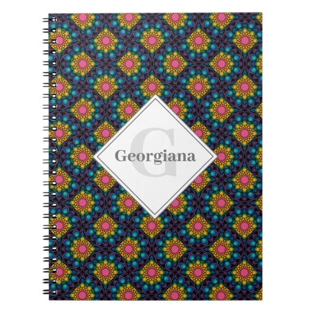 Personalisierter Regenbogen Blumenstrauß Fossilien Notizblock (Vorderseite)