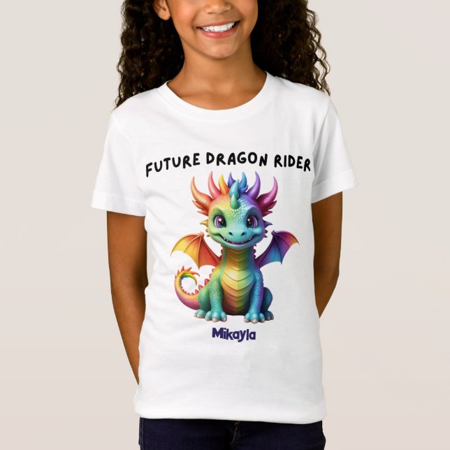 Personalisierter Regenbogen-Drache T-Shirt (Vorderseite)