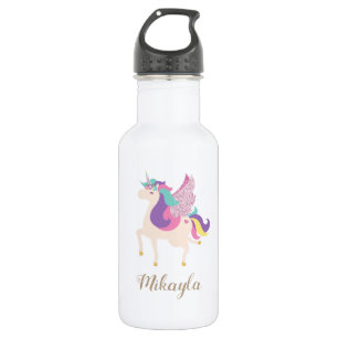 Personalisierter Regenbogen Einhorn Niedlich Edelstahlflasche