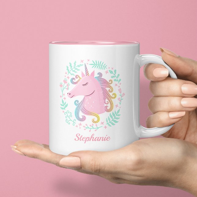 Personalisierter Regenbogen-Einhorn Zweifarbige Tasse (Von Creator hochgeladen)