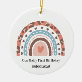 Personalisierter Regenbogen-Geburtstag Keramik Ornament