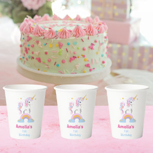 Personalisierter Regenbogen-Geburtstag Pappbecher