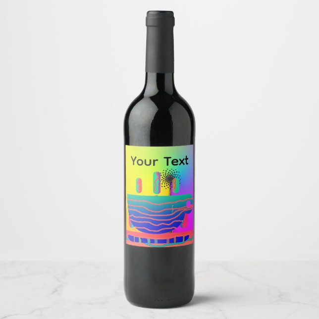 Personalisierter Regenbogen Geo-Kaffeebecher  Weinetikett (Vorderseite)