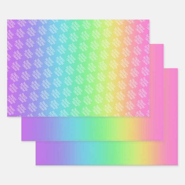 Personalisierter Regenbogen Geschenkpapier Set (Set)