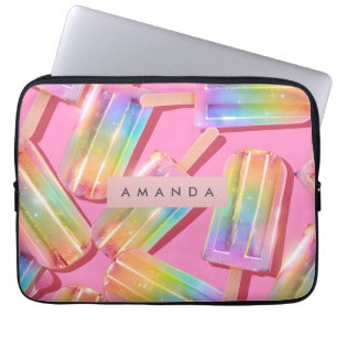 Personalisierter Regenbogen Glitter-Eis am Stiel G Laptopschutzhülle