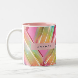 Personalisierter Regenbogen Glitter Popsicle Traum Zweifarbige Tasse