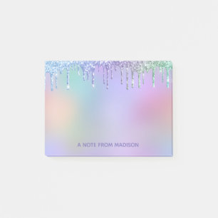 Personalisierter Regenbogen-glitzernd Post-it Klebezettel