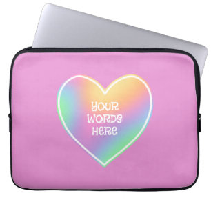 Personalisierter Regenbogen Herzrosa Laptop-Sieb Laptopschutzhülle