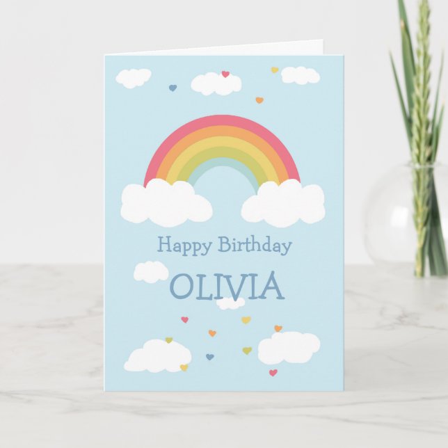 Personalisierter Regenbogen Kinder Happy Birthday  Einladung (Vorderseite)