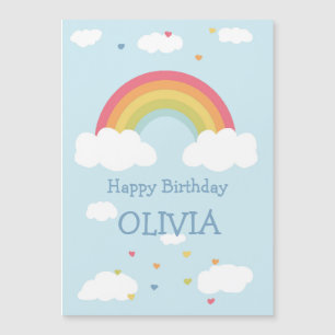 Personalisierter Regenbogen Kinder Happy Birthday  Magneteinladung