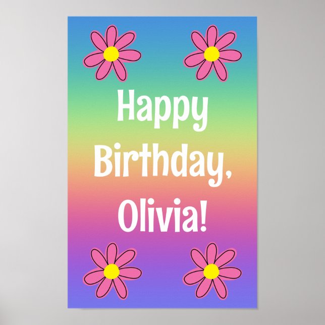 Personalisierter Regenbogen mit Blume Poster (Vorne)