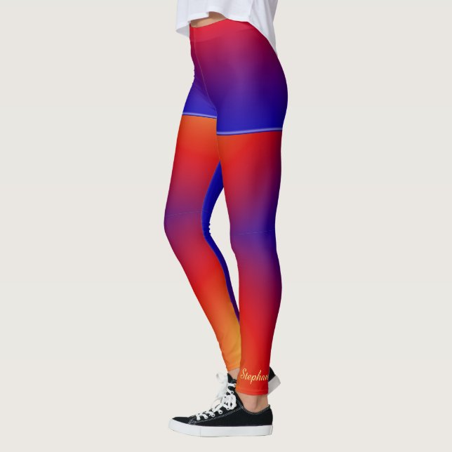 Personalisierter Regenbogen mit Fake Blue Shorts Leggings (Links)