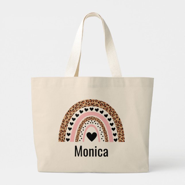 Personalisierter Regenbogen Name Tote Tasche (Rückseite)