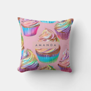 Personalisierter Regenbogen Pastell Cupcake mit Gl Kissen