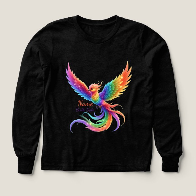 Personalisierter Regenbogen-Phönix Name Geburtsdat (Design Vorderseite)