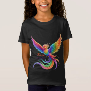 Personalisierter Regenbogen-Phönix Name Geburtsdat T-Shirt