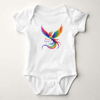 Personalisierter Regenbogen-Phönix-Namens-Geburtsd Baby Strampler