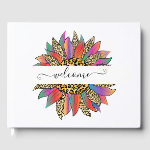 Personalisierter Regenbogen- und Leoparddruck Gästebuch