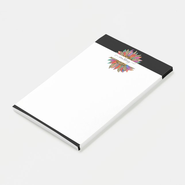 Personalisierter Regenbogen- und Leoparddruck Post-it Klebezettel (angewinkelt)