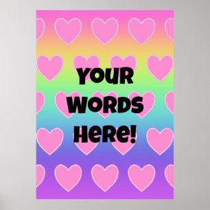 Personalisierter Regenbogen und rosa Herzen Poster