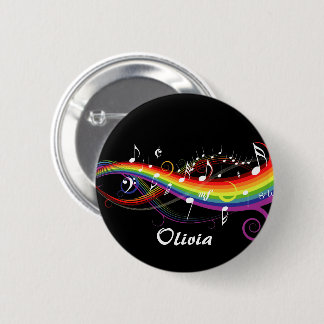 Personalisierter Regenbogen Weißer Musiknoten auf  Button