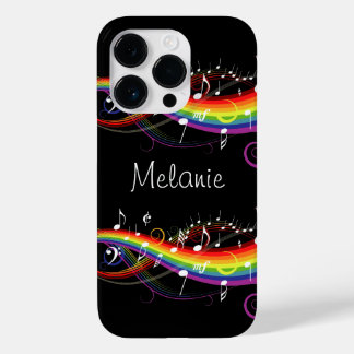 Personalisierter Regenbogen Weißer Musiknoten auf  Case-Mate iPhone 14 Pro Hülle