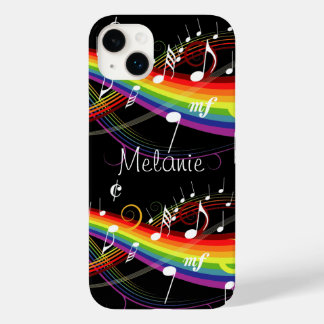 Personalisierter Regenbogen Weißer Musiknoten auf Case-Mate iPhone Hülle