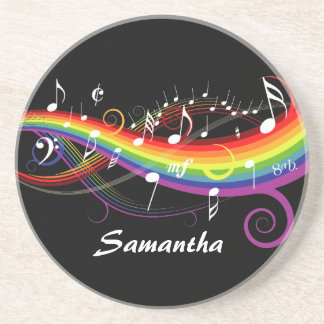 Personalisierter Regenbogen Weißer Musiknoten auf  Getränkeuntersetzer