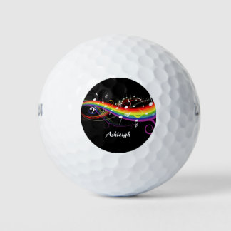 Personalisierter Regenbogen Weißer Musiknoten auf  Golfball