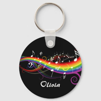Personalisierter Regenbogen Weißer Musiknoten auf  Schlüsselanhänger
