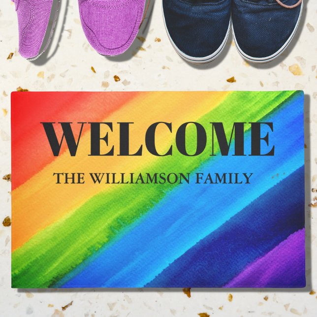 Personalisierter Regenbogen Willkommen Doormat Fußmatte (Von Creator hochgeladen)