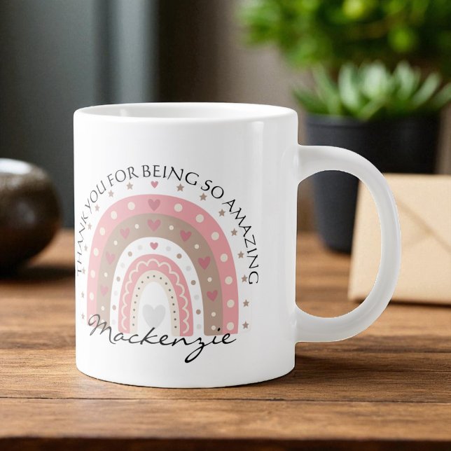 Personalisierter Regenbogen-Zusatz Jumbo-Tasse (Personalized Rainbow Add Message And Name Giant Coffee Mug by Ricaso. Create your own, add text)