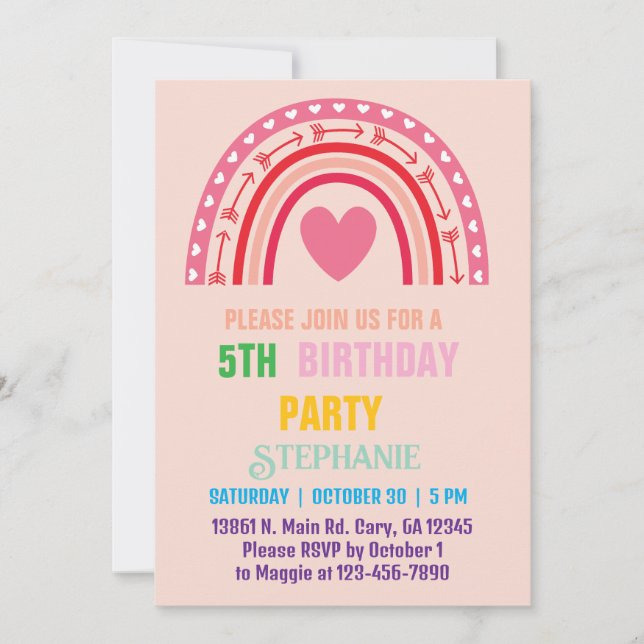 Personalisierter Regenbogengold Geburtstag des Gir Einladung (Vorderseite)