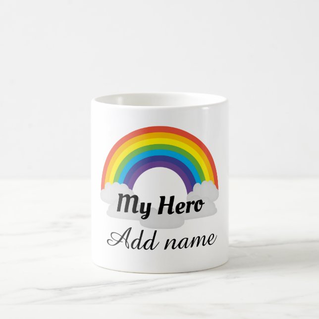 Personalisierter Regenbogenheld danke Tasse (Mittel)