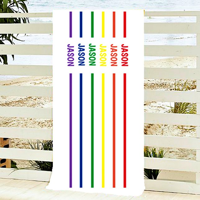 Personalisierter Regenbogenname Strandtuch (Von Creator hochgeladen)