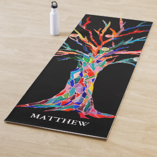 Personalisierter Regenbogenschwarz Yogamatte