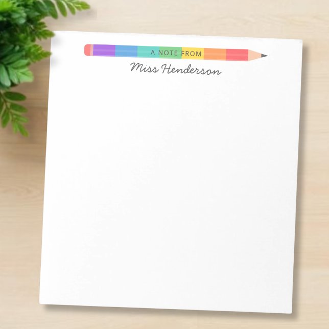 Personalisierter Regenbogenstift für Lehrer  Notizblock (Von Creator hochgeladen)