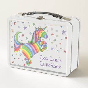 Personalisierter RegenbogenUnicorn Metall Brotdose