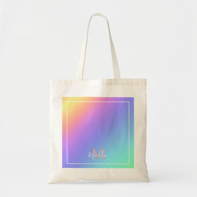 personalisierter Regenbogenverlauf Tragetasche (Vorne)