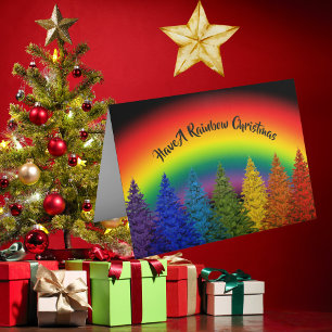 Personalisierter Regenbogenweihbaum Karte