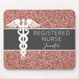 Personalisierter registrierter Rose-Gold-Glitzer Mousepad