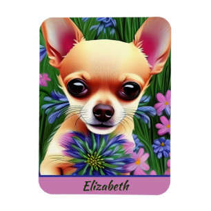 Personalisierter Rehbrauner Chihuahua-Welpe auf ei Magnet